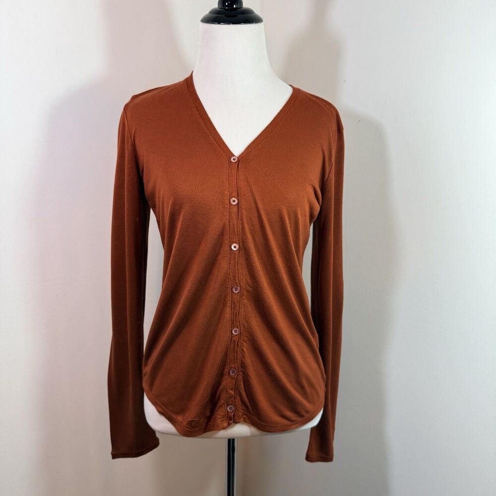 J.Crew Cardigan Womens XS Brown 100% Cotton Tissue Light V-Neck Button Sweater